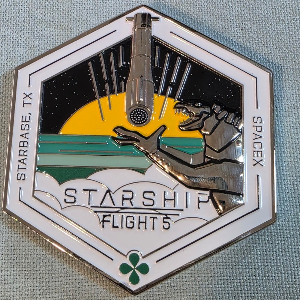 SpaceX Starship Flight 5 Challenge Coin Starbase TX Mechazilla Catch Kaiju Art
